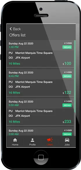List of available job offers from multiple companies in the Driver App